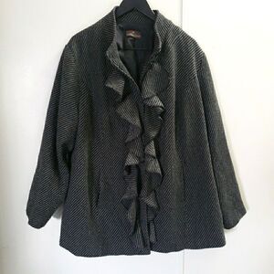 Fenn Wright Mason Jacket Ruffle Front Mock Neck Quite Luxury Womens Size Unk